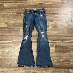 Celebrity Pink Blue Boot Cut Jeans Distressed
